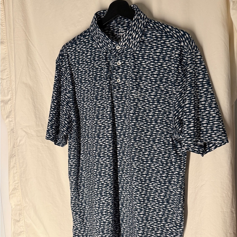 Rhoback Navy School of Fish Patterned Men's Shirt